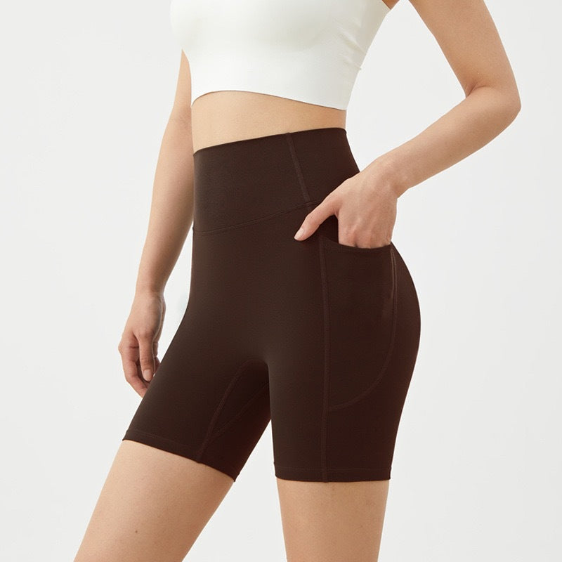 High-waisted Butt-lifting Workout Shorts For Outdoor Training