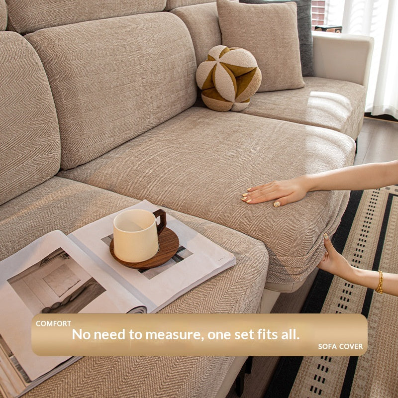 Simple, Thickened Chenille Herringbone Sofa Cover That Doesnt Attract Hair