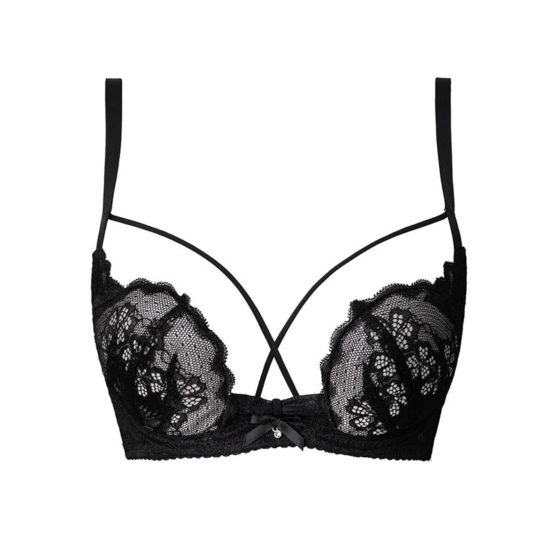 Sexy Lace Half Cup Pure Desire Push-up Beauty Back Red Bra Set