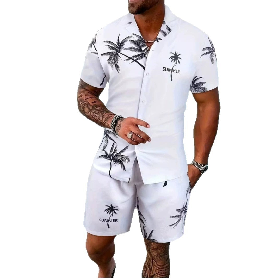New Solid-color Mens Shirt Set