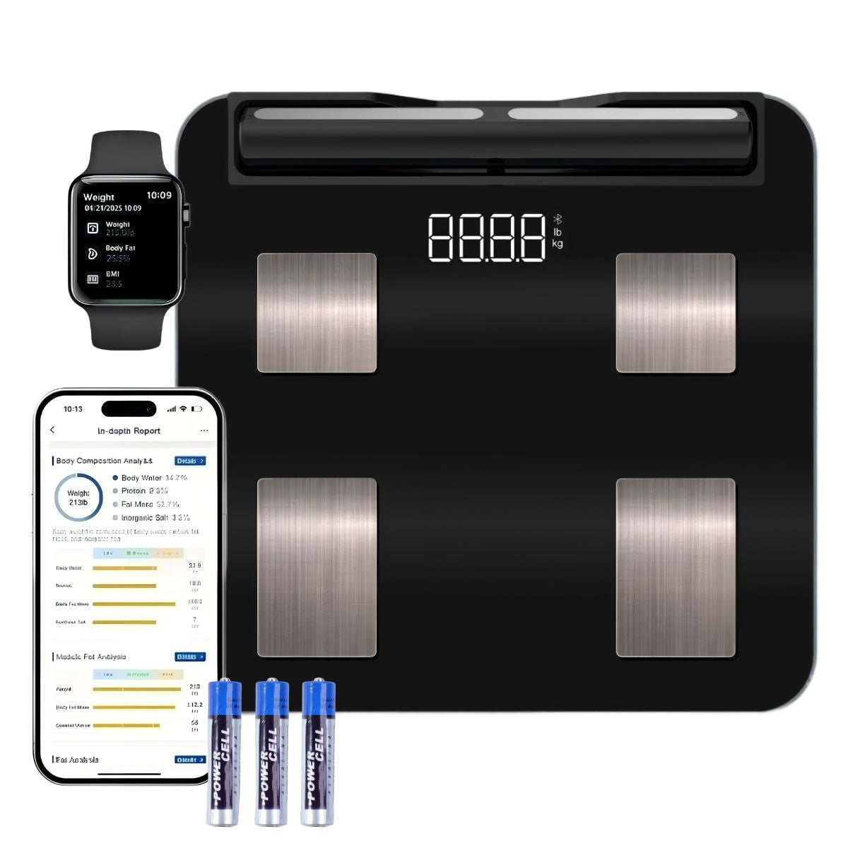 Smart Scale For Body Weight, Body Pod Scale, 8-Electrode Body Composition Scale With BMI, Body Fat, Muscle Mass, Digital Bathroom Scale With Larger Platform, Bluetooth