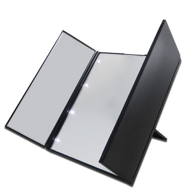 Three-fold Makeup Mirror Portable Desktop Bracket Folding LED Mirror
