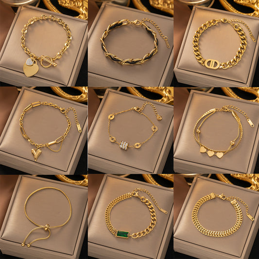 European And American Non-Fading New Titanium Steel Bracelets For Women, Versatile Ins Style Hand Accessories, Fashionable Hand Jewelry For Girls, High-End