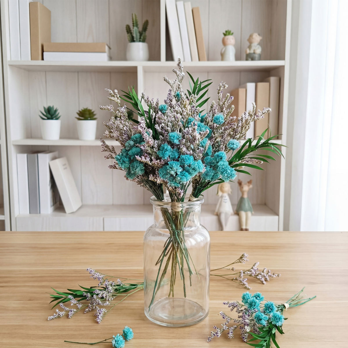 12 Pieces Mini Dry Flowers Set With Blue Flowers For Table Decoration DIY Party Accessories Set