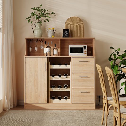 Sideboard, Restaurant-bar With LED, Sockets, Glass Holder, Wine Rack, Multi-layer Storage Space, Suitable For Use In The Restaurant And Kitchen