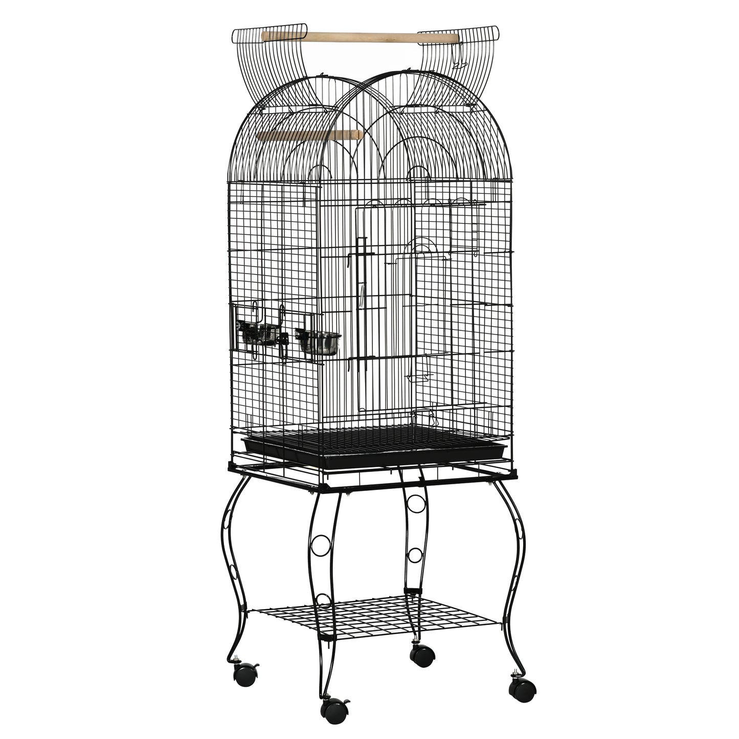 PawHut 1.53m Bird Cage, Pet Viary, Feeding Stand, With Wheels, Perch