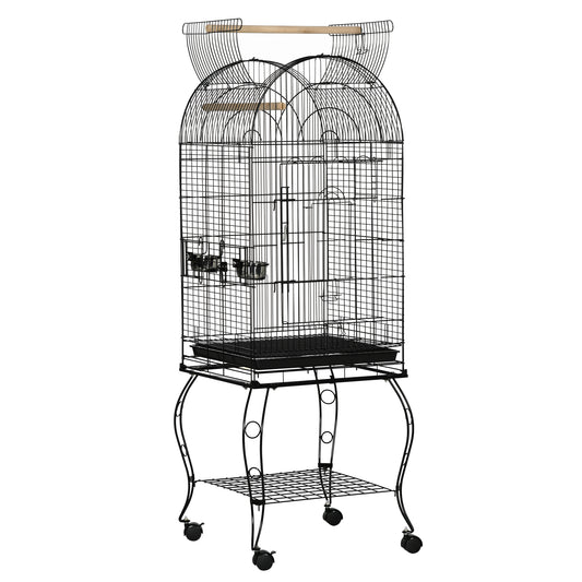 PawHut 1.53m Bird Cage, Pet Viary, Feeding Stand, With Wheels, Perch