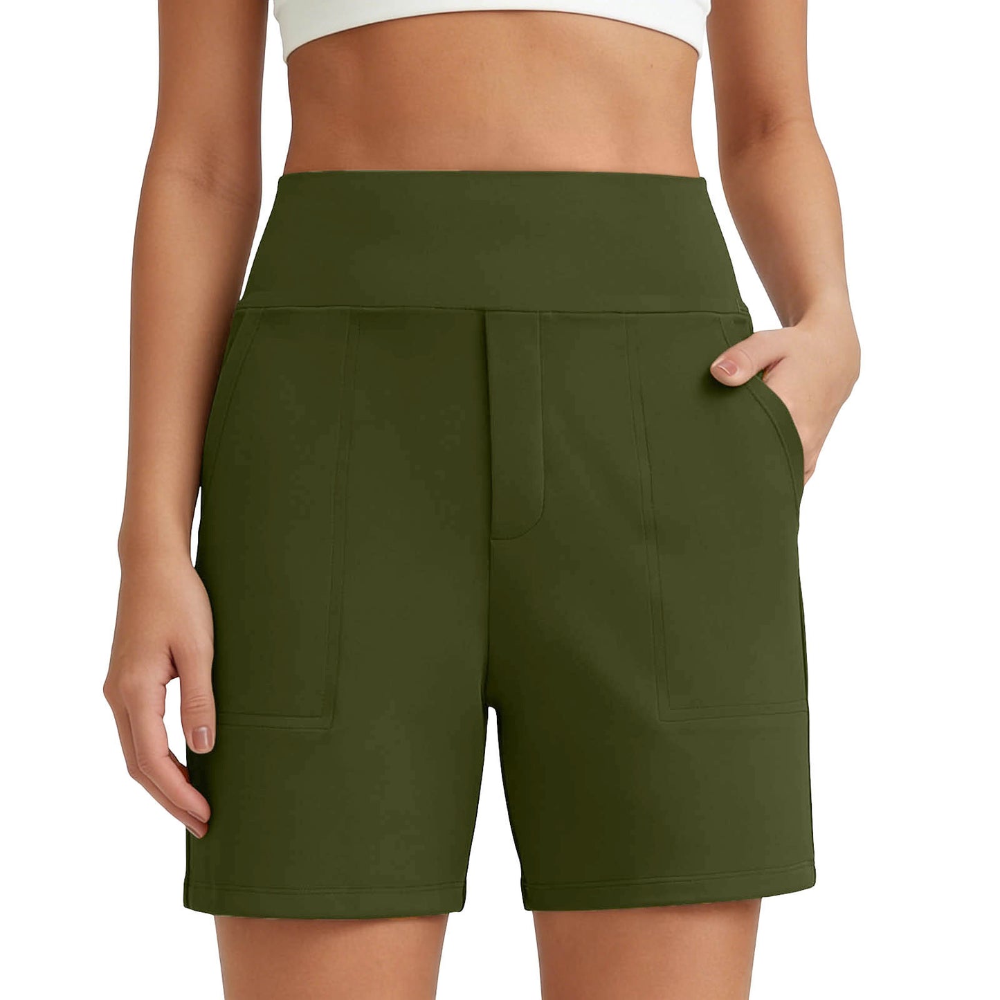 New Womens Solid-color Stretchy Comfortable Fitness Casual Shorts