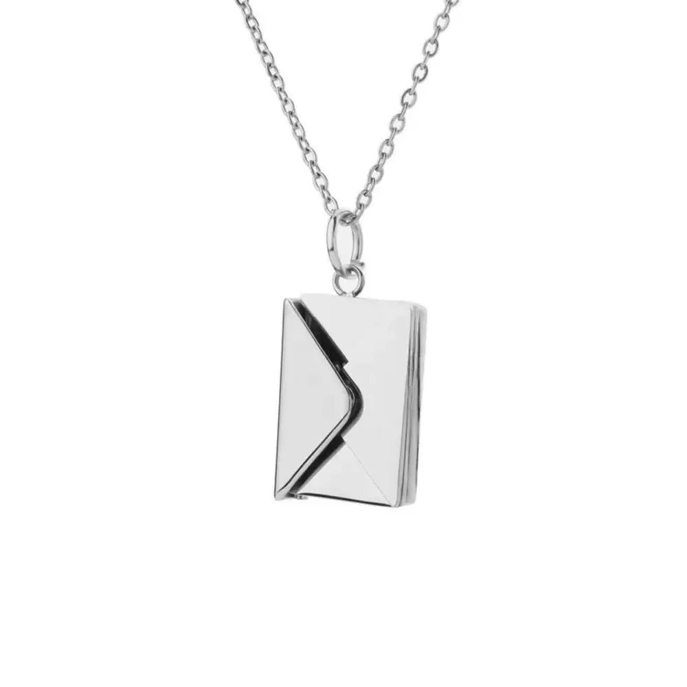 Personalized Flip Envelope Pendant Creative Gift Stainless-steel Jewelry Apple-box Set