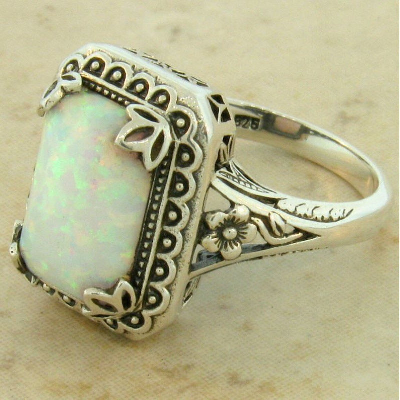 Female Accessories Fashion High-end All-match Design Inlaid Opal Ring