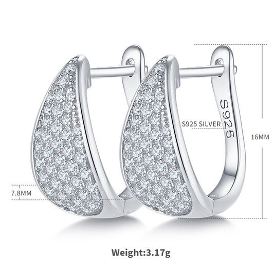 3.1g S925 Sterling Silver 83-Stone Moissanite Hoop Earrings  Teardrop Pave Huggie Hoops With GRA Certificate, Platinum Plated Fine Jewelry Gift Box Set For Women