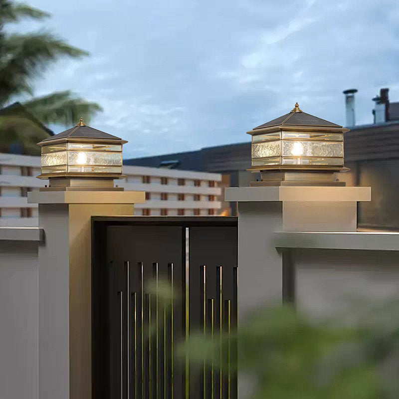 Solar-powered Waterproof Outdoor Courtyard Lamp With A Column Base