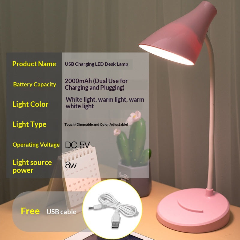 LED Eye-Care Three-Mode Dimmable USB-Charging Desk Lamp