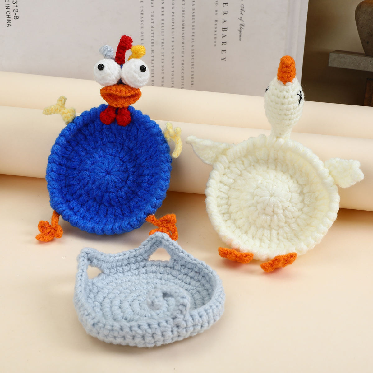 Hand Knitted Wool Tea Coaster - Heat Resistant Non Slip Drink Mat for Home Kitchen Table Decor