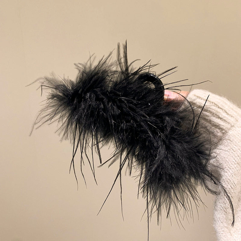 Ostrich Feather Hair Clip For Women