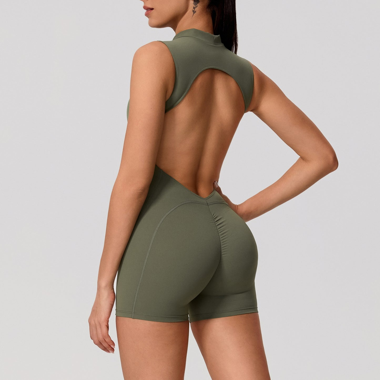 European And American-style Sleeveless Back-vented Yoga Bodysuit For Sports And Fitness