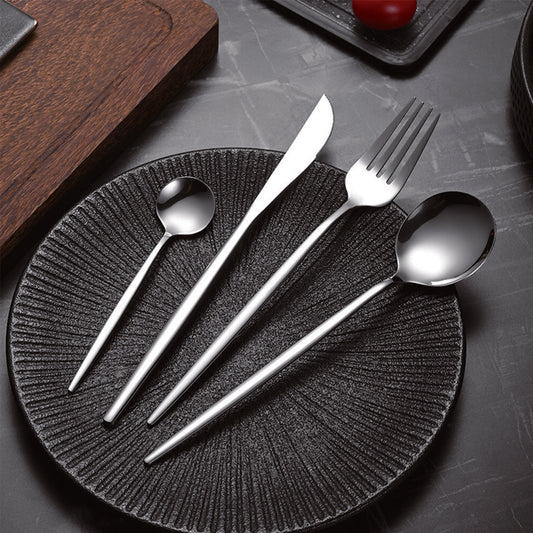 30pc CUTLERY DINNER SET STAINLESS STEEL METAL STAND RACK FORKS TEA SPOONS POLISH