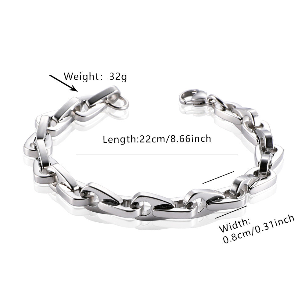 Popular Streetwear Cuban Chain Bracelet For Men, Bold Domineering Punk Hip Hop Design, All-match Stainless Steel Titanium Steel Fashion Accessories