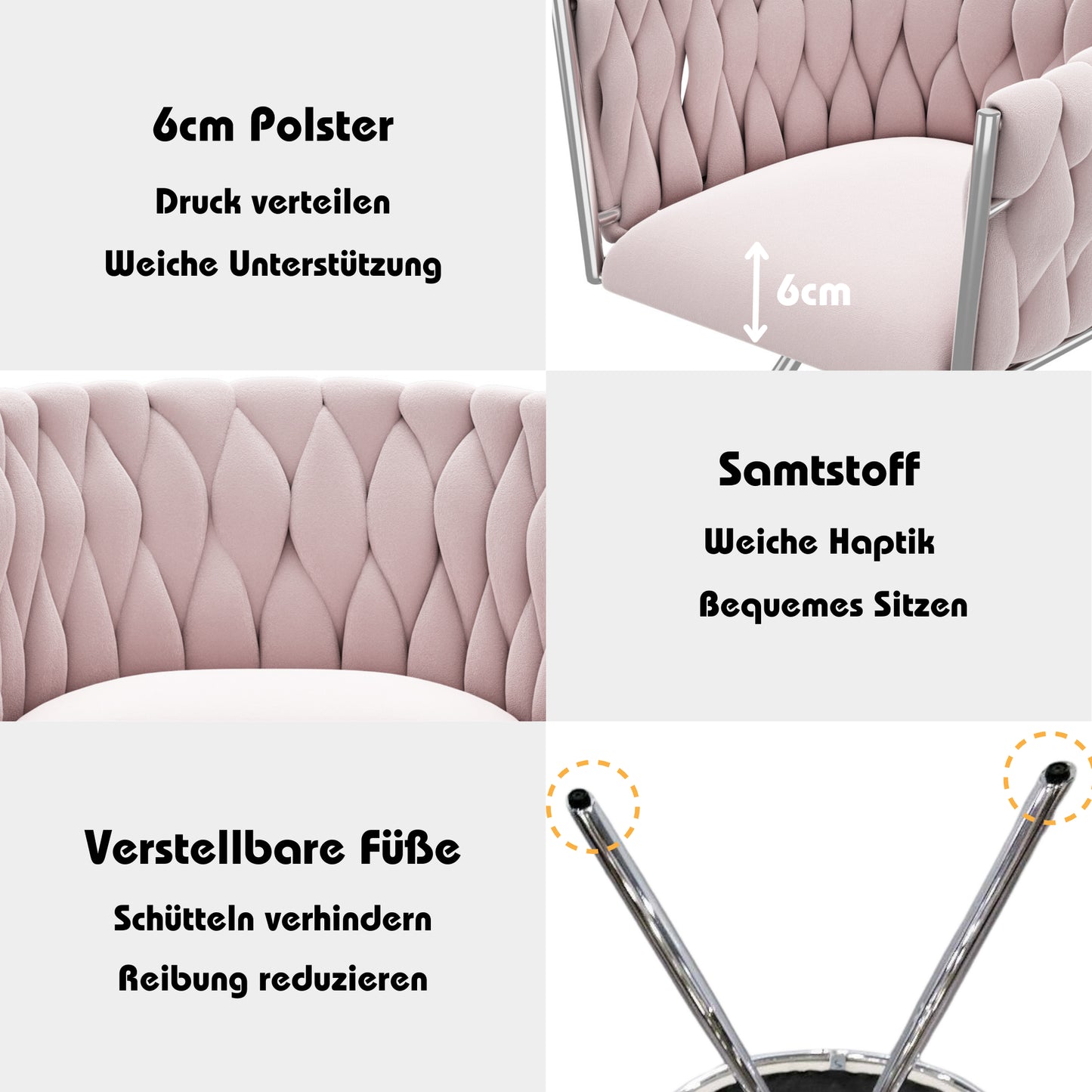 Velvet Makeup Chair, 1pc, Single Luxurious Bedroom Swivel Chair, Leisure Swivel Chair, Four Metal Support Legs,