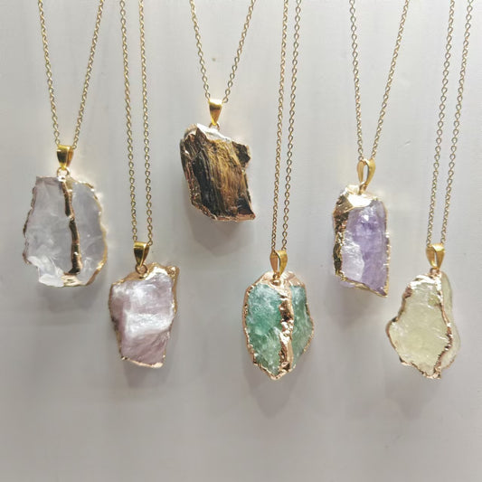Irregular Natural Crystal Stone Pendant Sweater Chain Bracelet Accessories