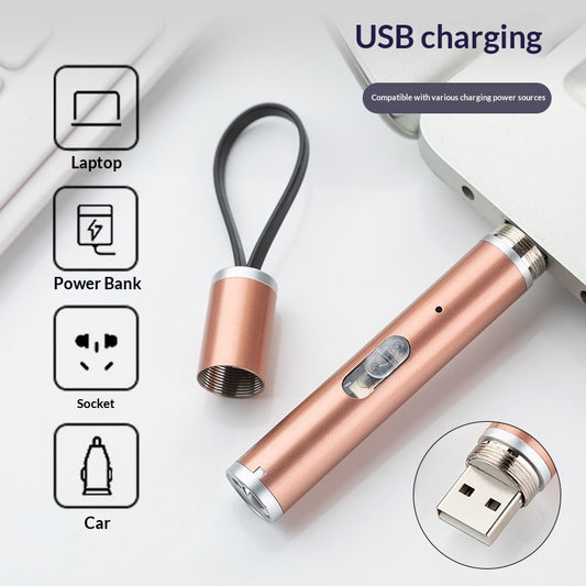USB Direct-Charge Stainless Steel Mini Charging Flashlight