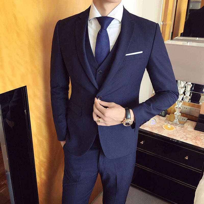Temperament Men's Three-piece Groom Best Wedding