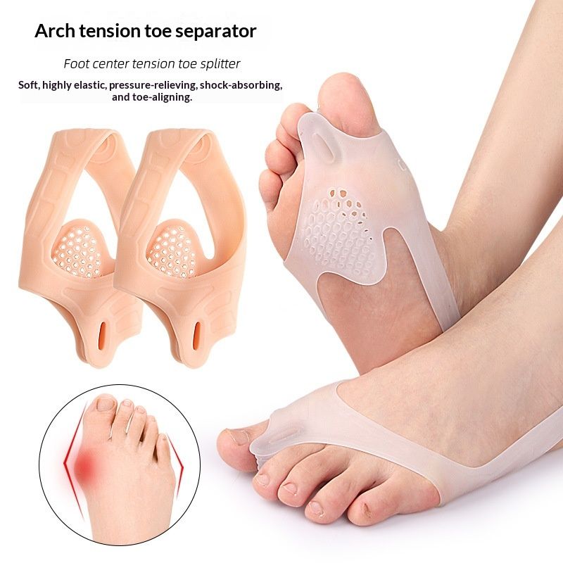 Thickened Perforated Shock-absorbing Massage Half-size Insoles With Adjustable Toe Separators