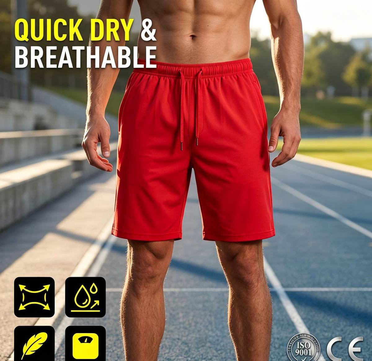Men Quick Dry Athletic Shorts With Zipper Pockets Breathable Gym Training Running Outdoor Track Shorts For Summer
