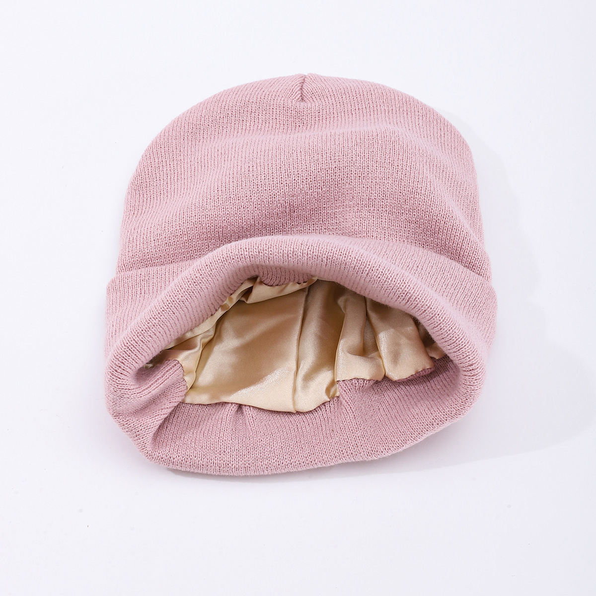 Womens Hair-protecting Warming Knitted Satin Beanie