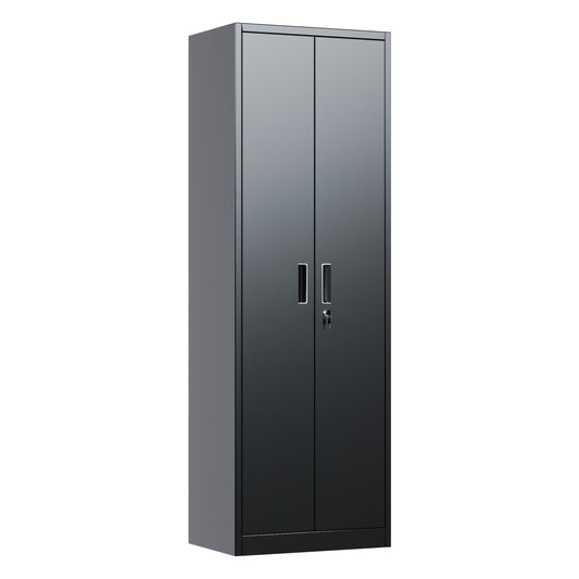 Narrow Metal Garage Storage Cabinet, Lockable Narrow Steel Storage Cabinet With 4 Adjustable Shelves For Garage, Office, Home, Assembly Required, Black
