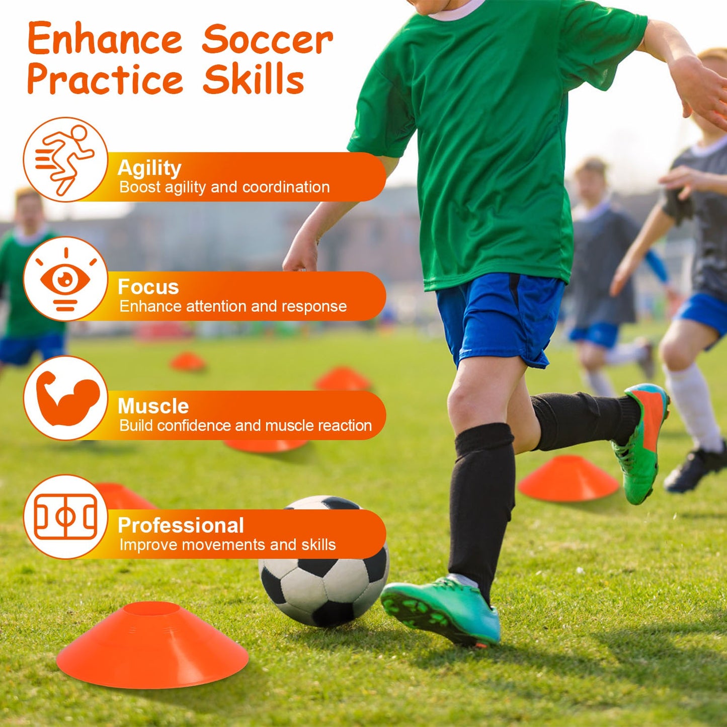 1Set Kids Soccer Goals Set For Yard Portable Soccer Training Equipment With Cones Agility Ladder Target Carry Bag For Toddler Outdoor Sport Play