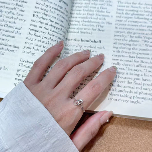 S999 Fine Silver Carved Gourd Ring, New Chinese Style Adjustable Index Finger Ring, Niche Fashion Jewelry For Blessing & Fortune