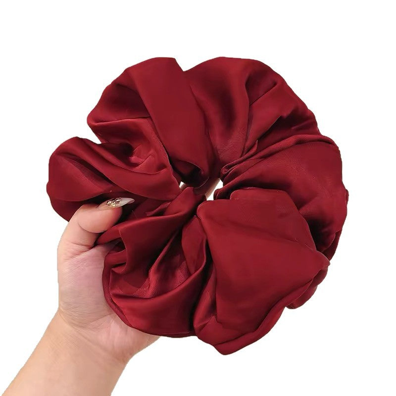 New Year Red Satin Oversized Hair Tie For Women