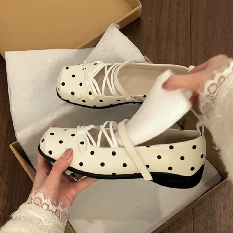 2026 Spring New Women's French Bow Low-Cut Platform Mary Janes, Hidden Lift Soft Sole Flats For Matching Dresses