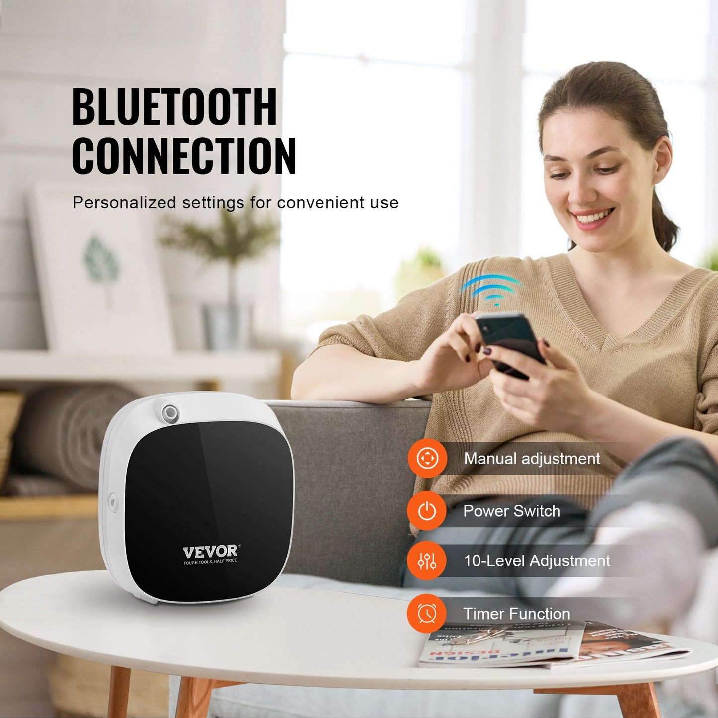 Duft-Luftmaschine, 100 Ml Bluetooth-Smart-Diffusor Für Ätherische Öle, Wasserloser Duftdiffusor Mit Kaltlufttechnologie, Aromatherapie-Diffusormaschine Für Zuhause, Büro, Hotel, Spa