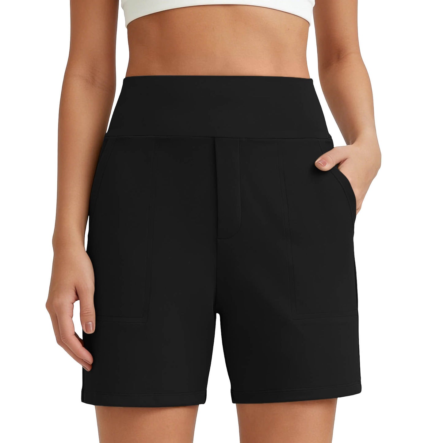 New Womens Solid-color Stretchy Comfortable Fitness Casual Shorts