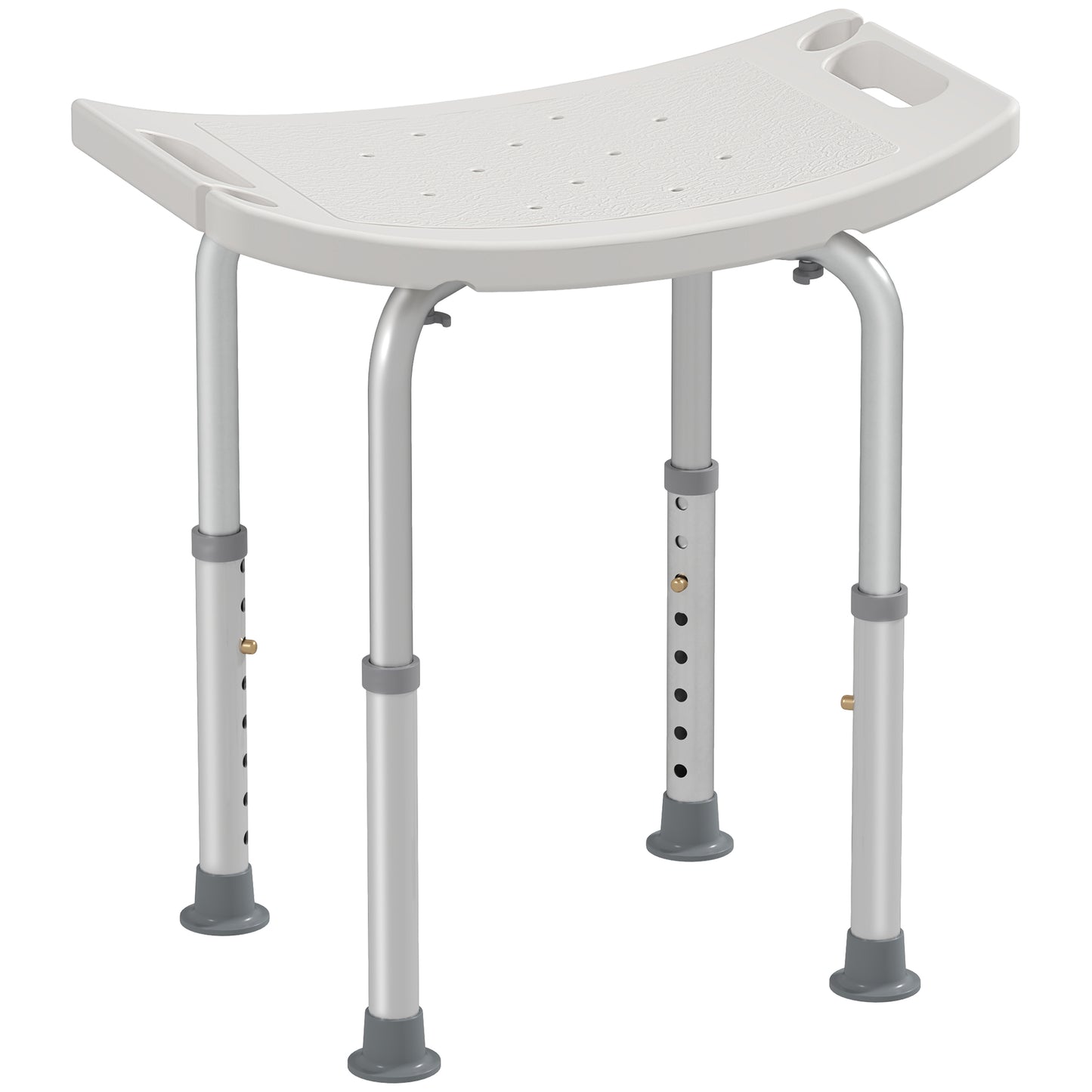 Height Adjustable Bath Stool, Aluminium Shower Stool With Non-Slip Pads For Elderly, Disabled, Seniors, Pregnant, White