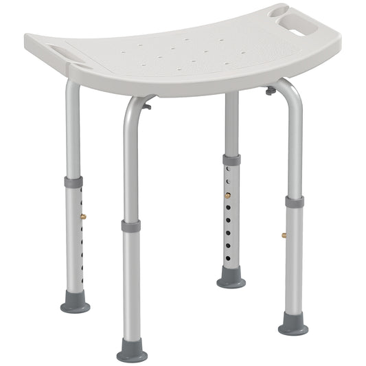 Height Adjustable Bath Stool, Aluminium Shower Stool With Non-Slip Pads For Elderly, Disabled, Seniors, Pregnant, White