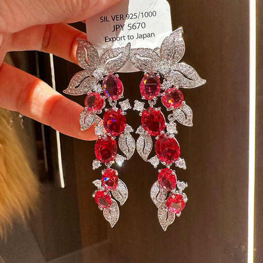 Premium European American Earrings For Women Zircon Flower Elegant Exquisite Niche