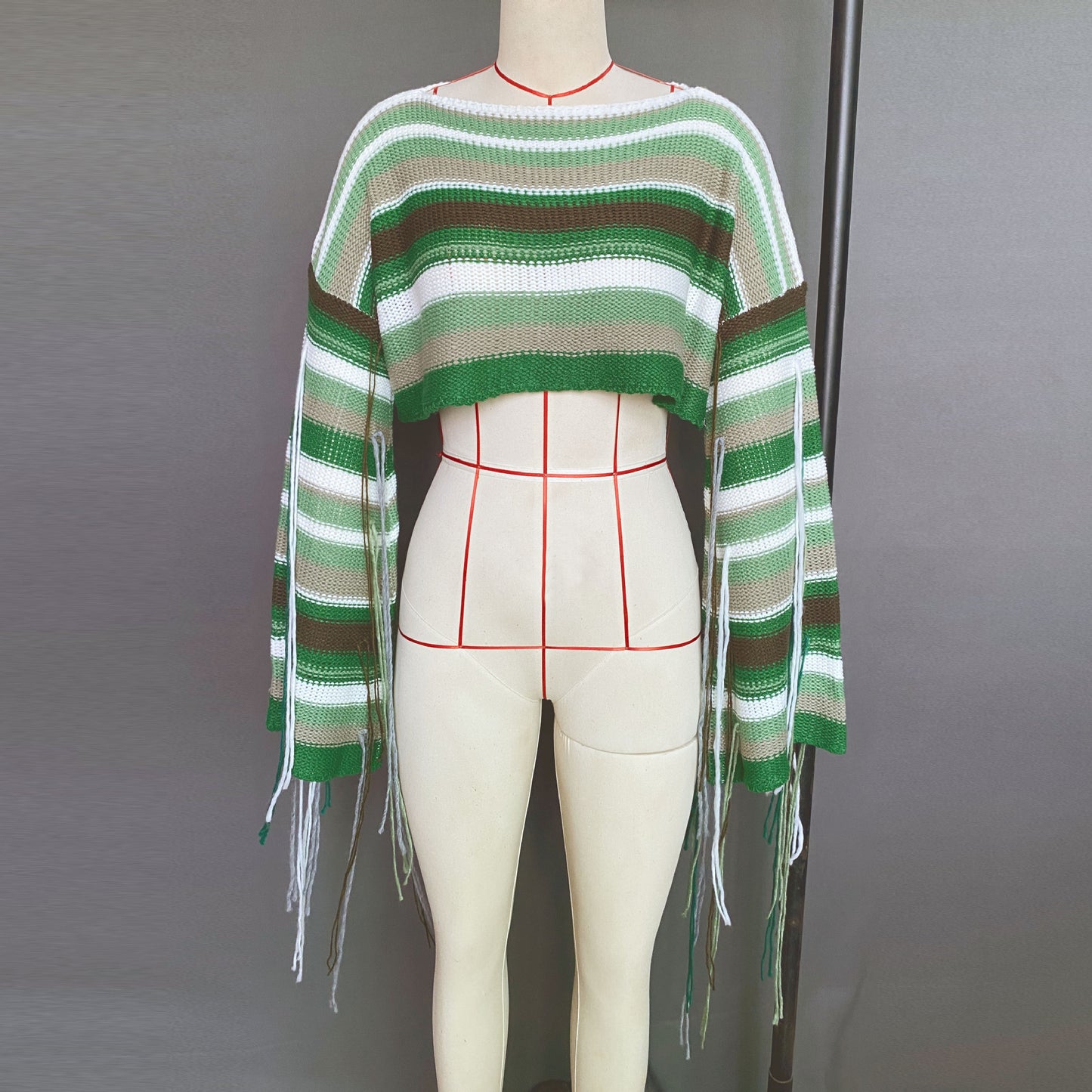 Best Selling Women's Clothes Rainbow Tassel Vacation Style Loose Sweater