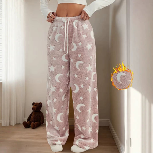 Women's Flannel Pajama Pants Fleece Lined Warm Trousers Soft Comfortable Sleepwear Bottoms for Winter Home Lounge Wear