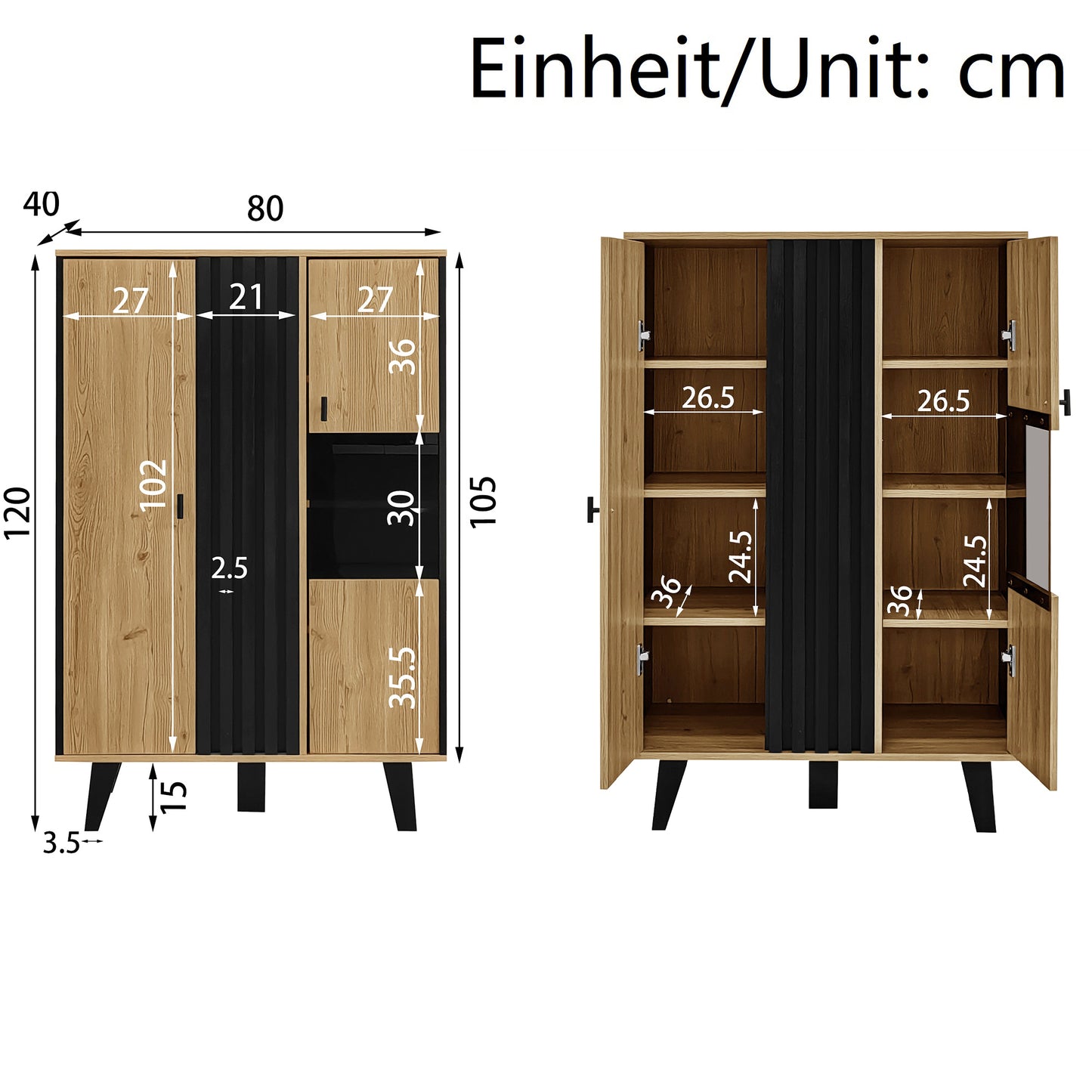 Living Room Furniture Set 3 Pieces  Coffee Table, TV Cabinet & Sideboard  Modern Design In Wood And Black  Plenty Of Storage Space, Stylish Elegance For Every Home