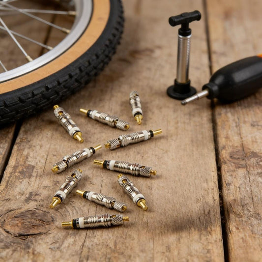 Bicycle Valve Inserts, Set Of 10 With 10 Black Valve Caps, Replaceable Car Valves For Bicycle Tires, Universal Valve Inserts For Schrader Valves, Handy Repair Kit For Bike Shops And Party Supplies