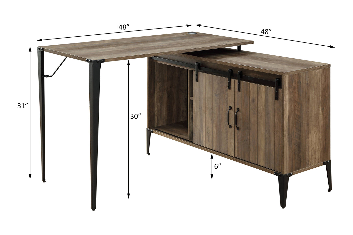 Zakwani 48  Gray Oak & Black Finish Writing Desk