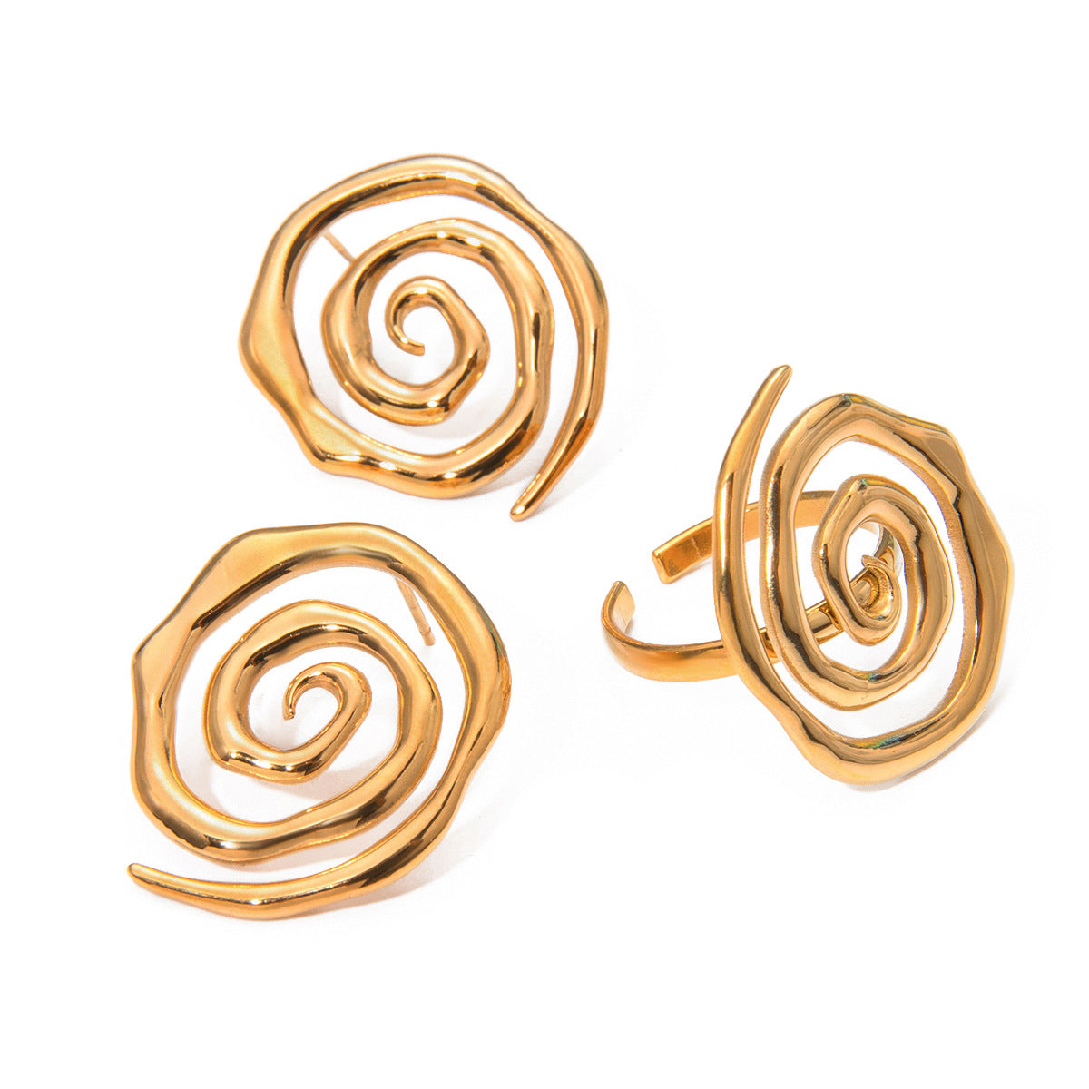 Uworld Spiral Open Ring Stainless Steel Geometric Exaggerated Adjustable Finger Charm Exclusive Women Man Jewelry Gift Fashion