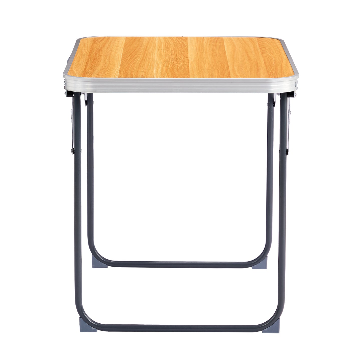 2.3ft Portable Aluminum Folding Table, Indoor & Outdoor Lightweight Picnic Camping Desk, Wood Grain Foldable Table With Carry Handle