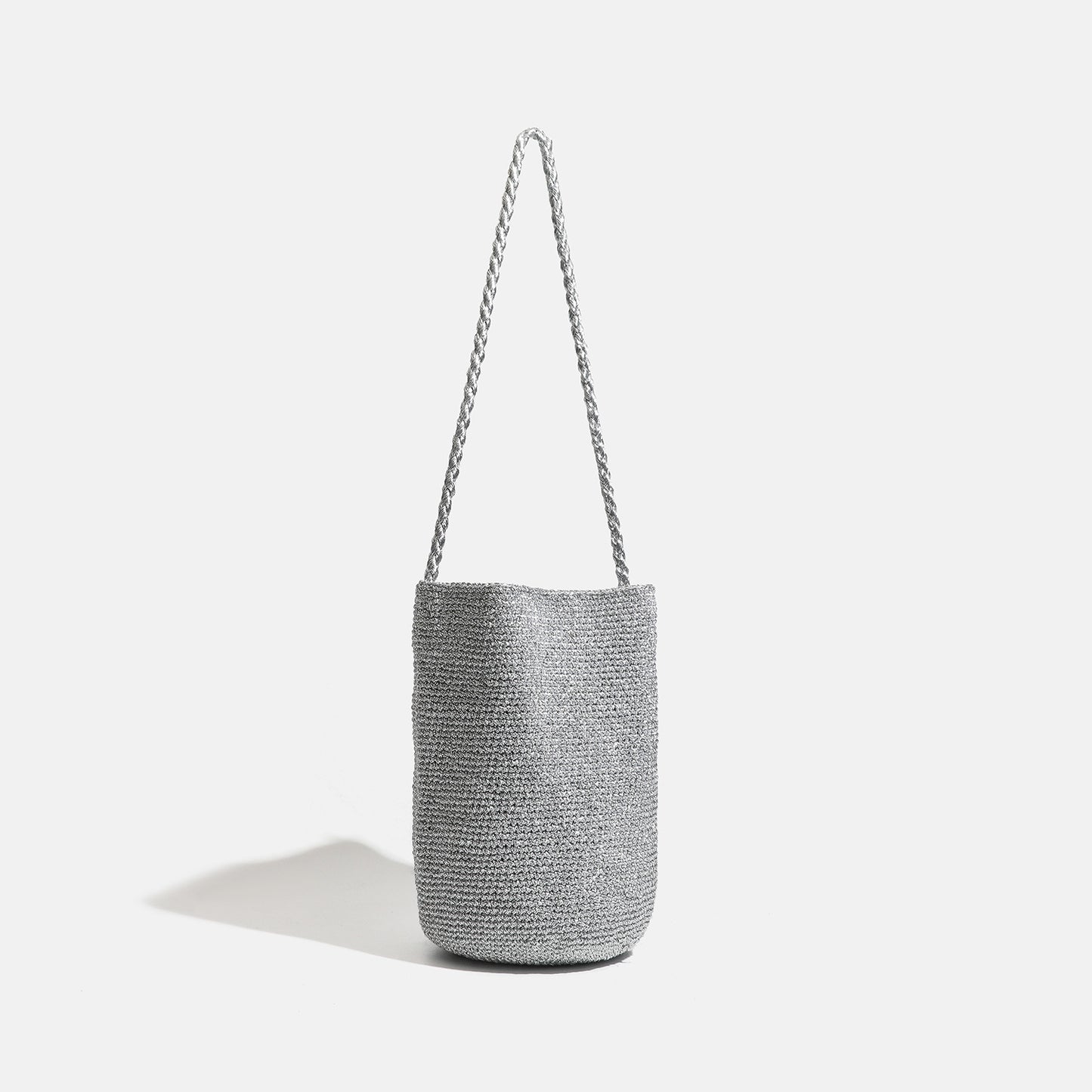Korean-style Red Handmade Woven Bucket Bag For Women
