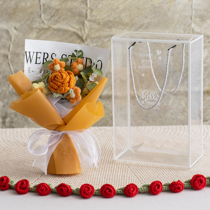 Handmade Crochet Rose Bouquet Simulation Flower Gift Box