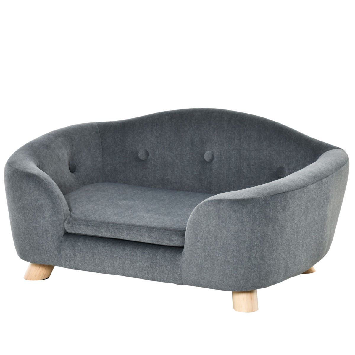 PawHut Dog Sofa Bed Pet Chair Couch With Water Resistant Fabric, Kitten Lounge With Soft Cushion, Wooden Frame For Mini Size Dogs - Grey