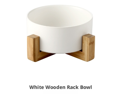 Pet Bowl-White with wooden frame-1 pack